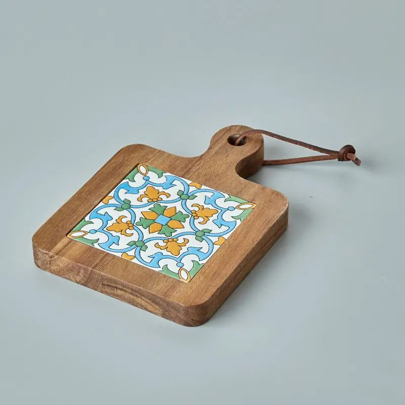 Retro Wooden Ceramic Pot Mat – Anti-Scald Trivet for Boho Home Decor