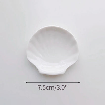 Ceramic Shell Jewelry Dish – Scallop Plate for Boho Decor & Table Styling