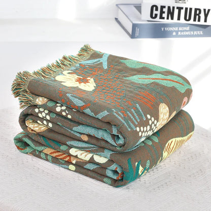 Jungle Tiger Cotton Gauze Blanket – 6-Layer Soft Throw Quilt for Sofa, Bed & Travel