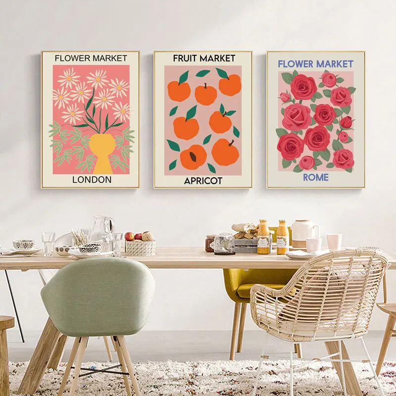 Flower Market Canvas Print – Botanical Wall Art for Boho Home Decor