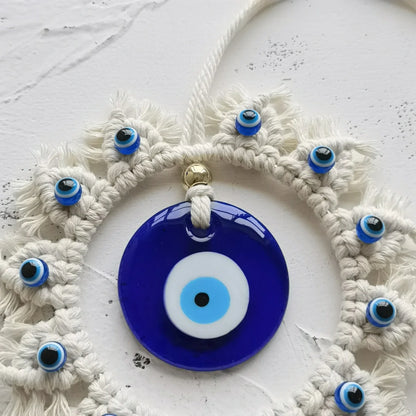 Handcrafted Evil Eye Macrame Circle Wall Decor