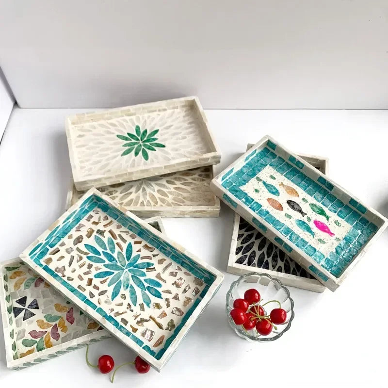 Handmade Shell Tray – Oval & Rectangular Decorative Jewelry Organizer for Boho Home Decor - Housewarming Gift