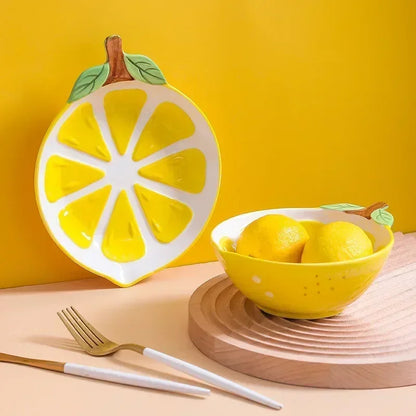 Hand-Painted Fruit Ceramic Bowl – Cute Pineapple, Strawberry, or Lemon Design
