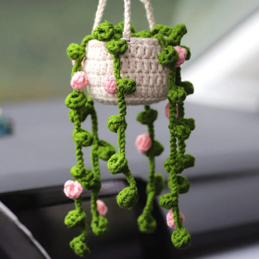 Handmade Crochet Succulent Car Hanging