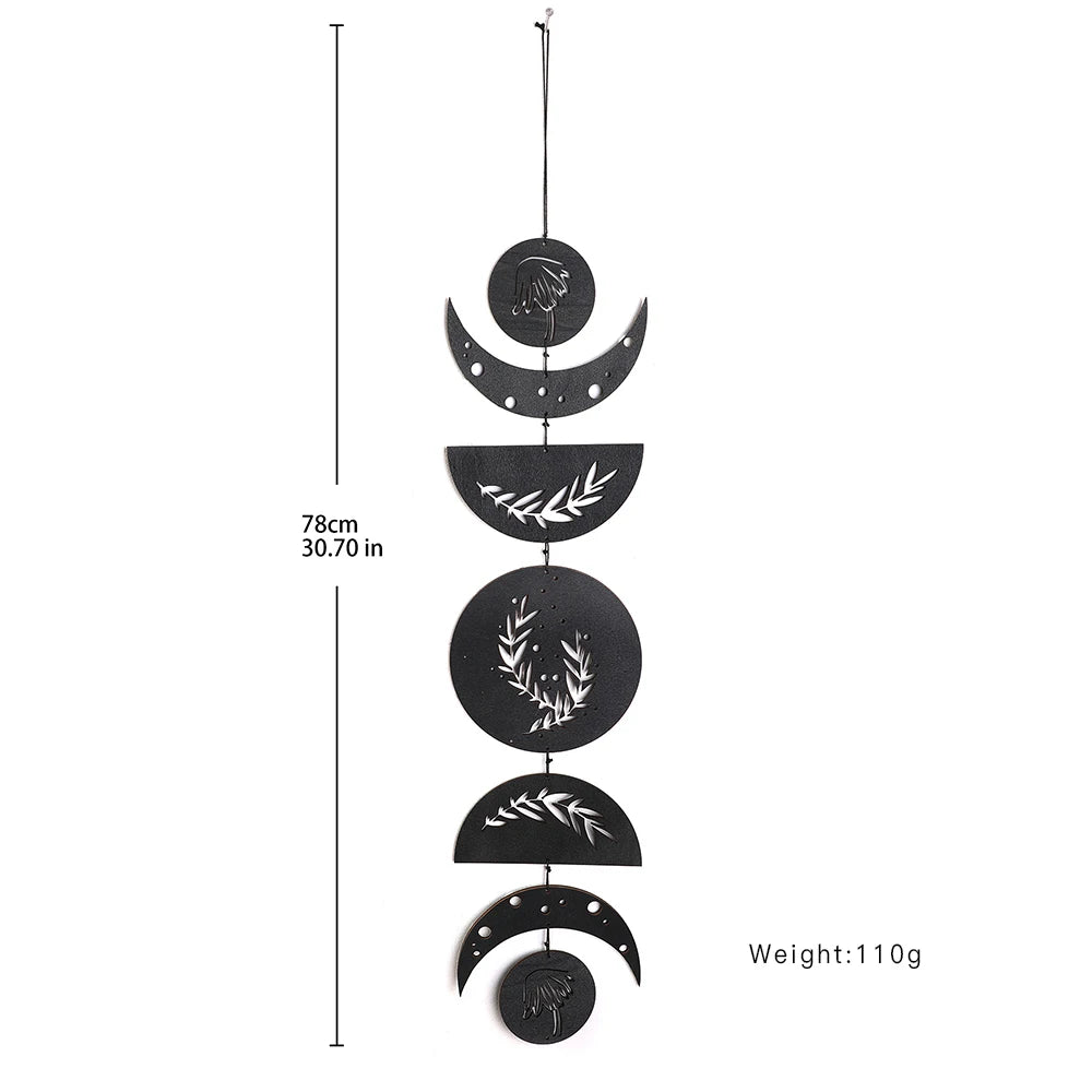 Wooden Wall Hanging Moon Phase Garland Wall Decor Hanging Ornaments Decoration Boho Home Decor for Nursery Ornament Gift