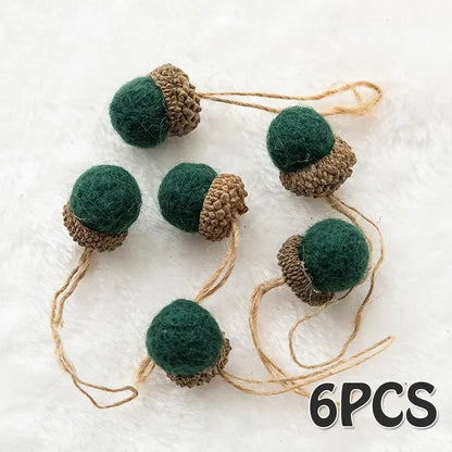 Wool Felt Acorn Ornaments – Set of 6