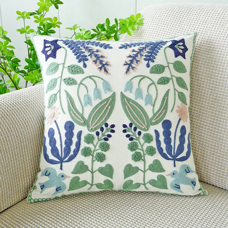 Embroidered Floral Decorative Pillowcase – Flower Boho Home Decor