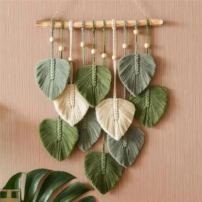 Handwoven Macrame Leaf Wall Hanging – Boho-Inspired Home Decor