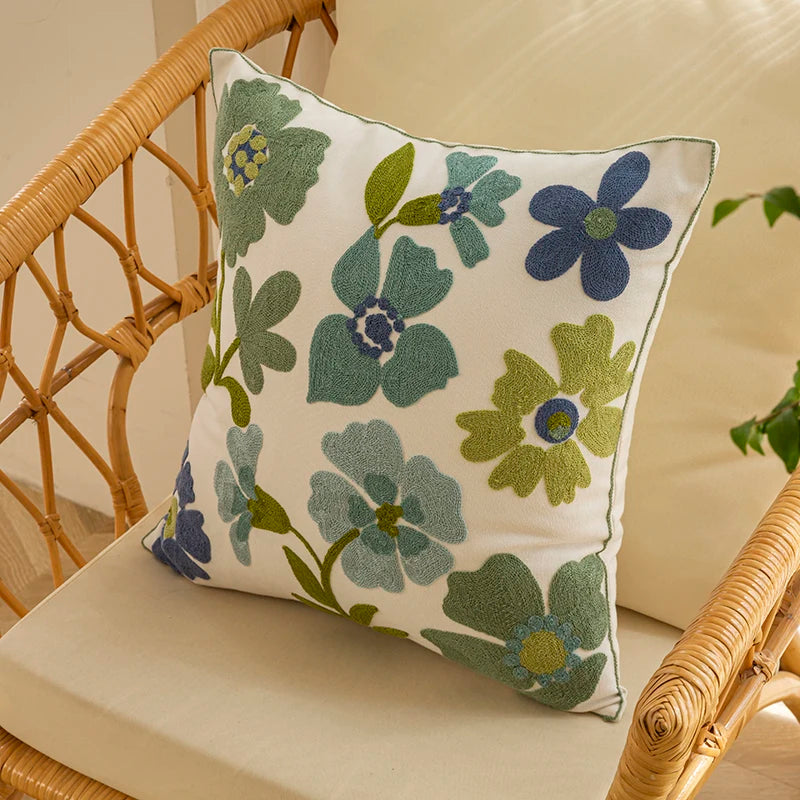 My Boho Home Bohemian Home Decor Embroidered Flower Pillow Cover