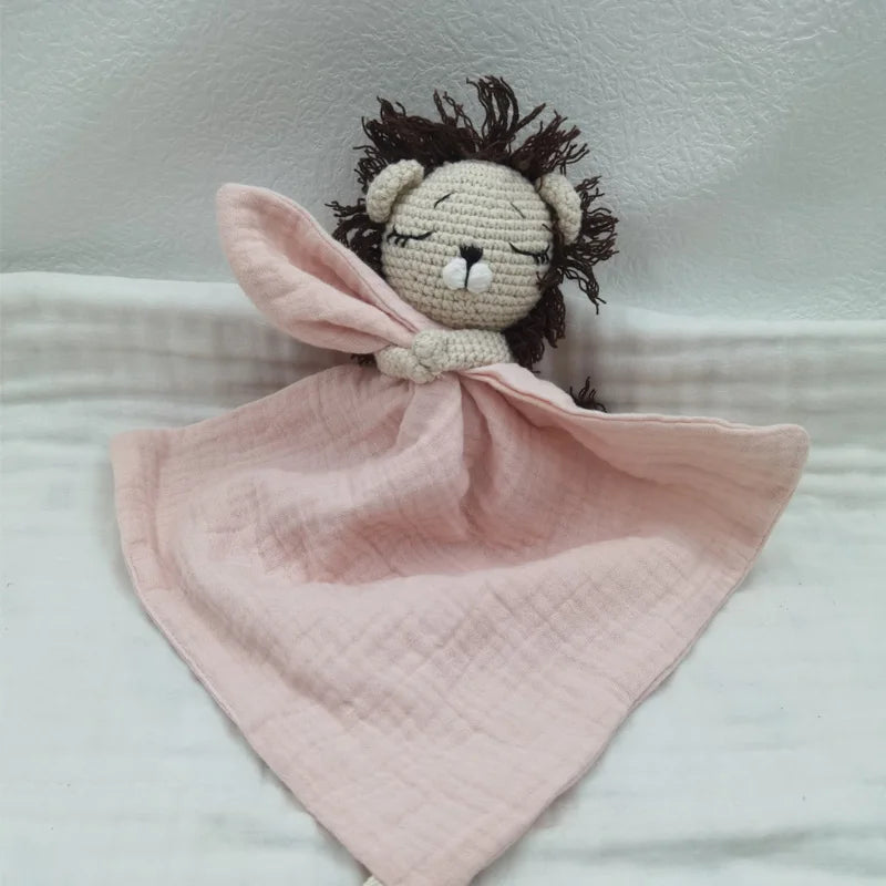 Boho Baby Soother & Comforting Burb Cloth – Soft Sleeping Animal Stuffed Teether for Infants