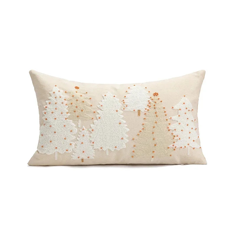 Decorative pillow with floral pattern on a beige background