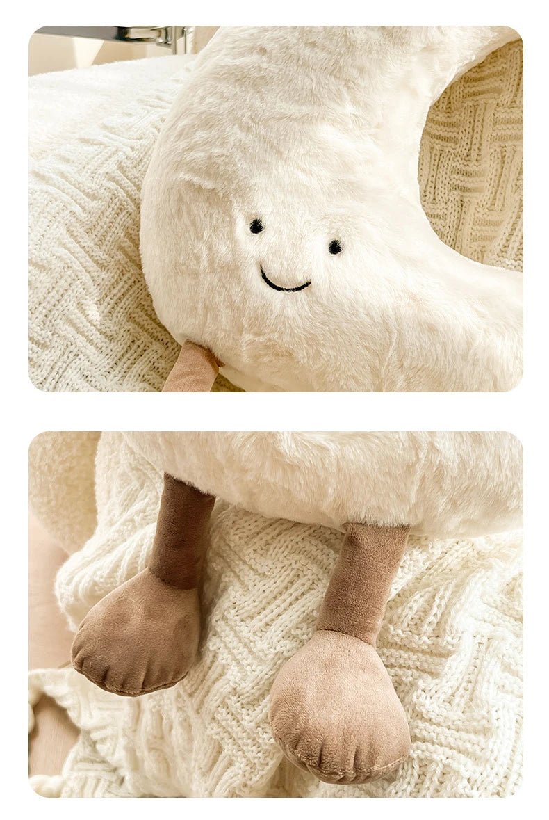Plush Moon & Sun Throw Pillow – Soft Boho Home Decor for Sofa, Bedroom & Kids' Room
