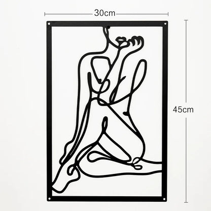 Woman Face Body Outline Kiss Silhouette Iron Wall Hanging Decor Abstract Line Ornament Beautiful Art for Living Room Bedroom Home Artwork Decor