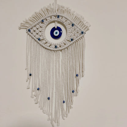 Evil Eye Macrame Wall Hanging – Handmade Boho Home Decor Tapestry