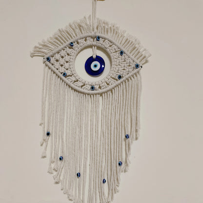 Evil Eye Macrame Wall Hanging – Handmade Boho Home Decor Tapestry