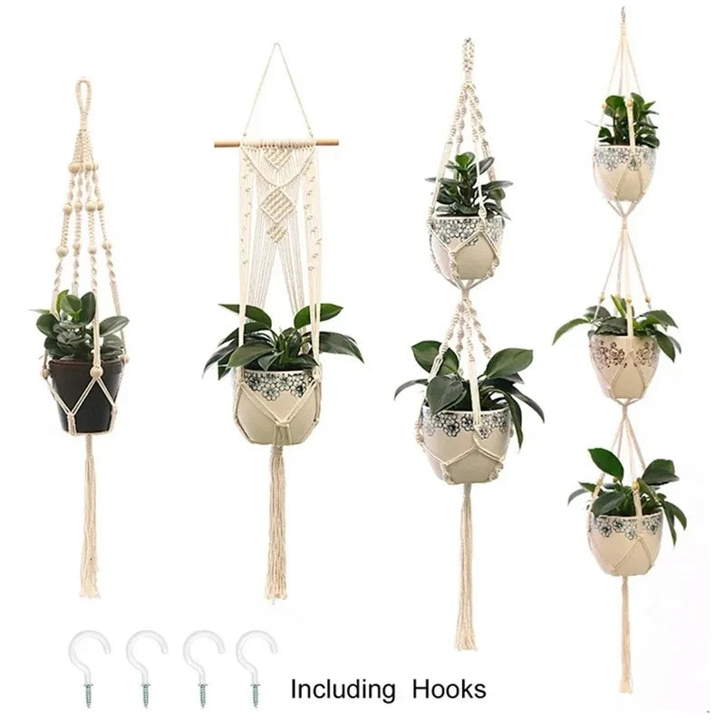 🌿 Handmade Macrame Plant Hanger – Boho Hanging Planter Basket for Indoor & Outdoor Decor