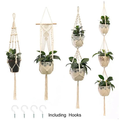 🌿 Handmade Macrame Plant Hanger – Boho Hanging Planter Basket for Indoor & Outdoor Decor