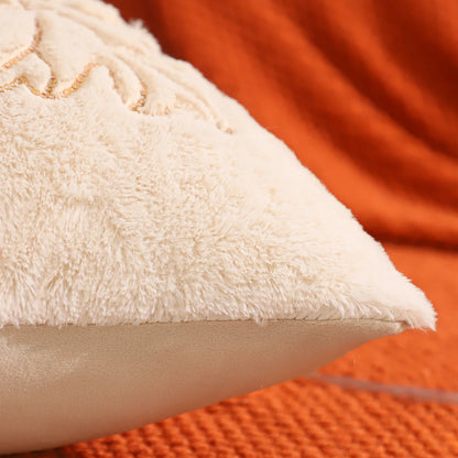 Halloween Pumpkin Gold Sequin Embroidered Plush Pillow Cover – Festive Throw Cushion for Sofa, Bed & Autumn Decor