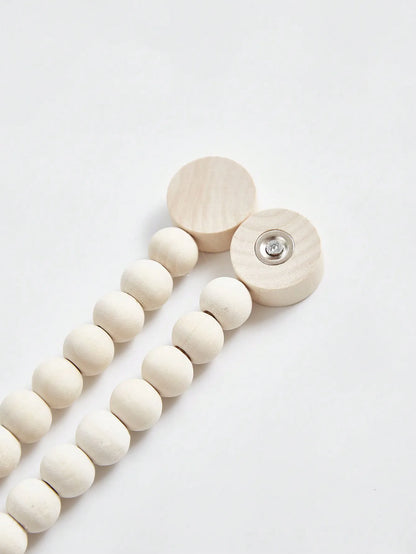Magnetic Rainbow Macrame Curtain Tiebacks – Wooden Bead & Hemp Rope Holdbacks for Boho Home Decor