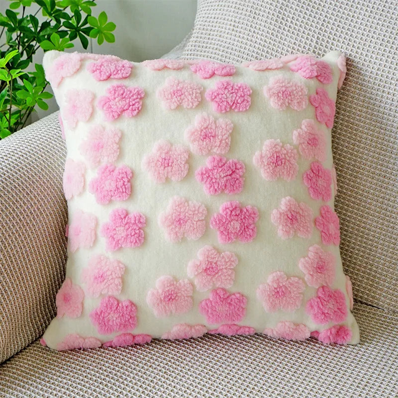 Embroidered Floral Throw Pillow Cover – Boho Decorative Cushion Cover for Sofa, Bed, or Chair | Housewarming Gift