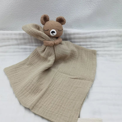 Boho Baby Soother & Comforting Burb Cloth – Soft Sleeping Animal Stuffed Teether for Infants