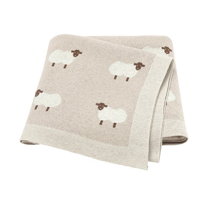 🐑 Cozy Cotton Baby Blanket – Soft & Breathable Knit for Newborns & Toddlers