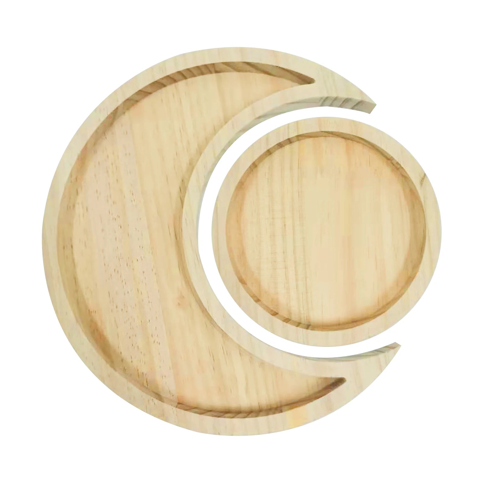 Wooden Serving Display Tray Rustic Boho Decor Decorative Dish Moon Sun Shape Jewelry Wood Plate 1Pc or 2Pcs