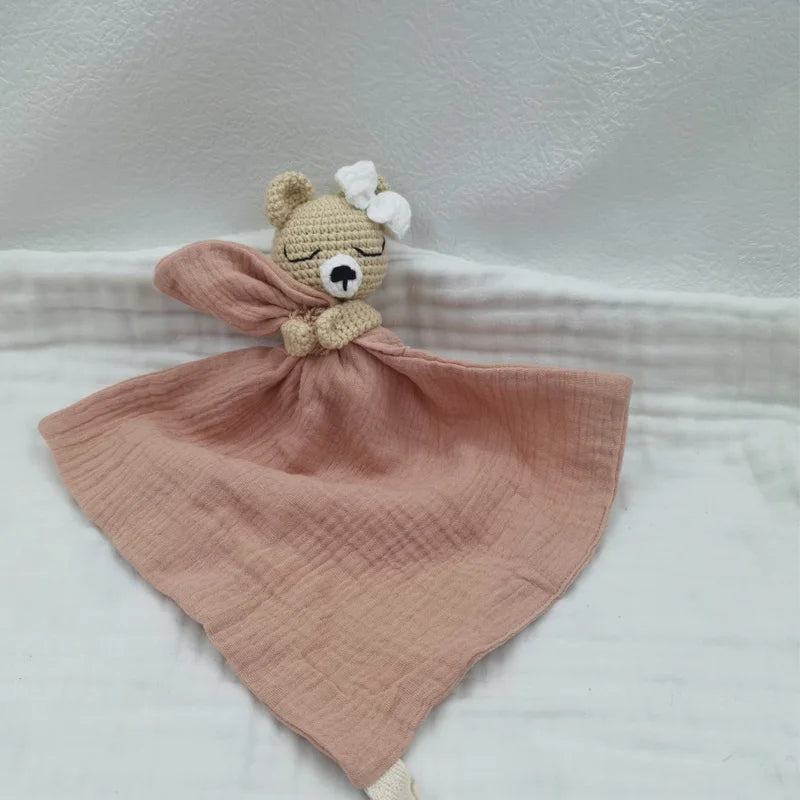 Boho Baby Soother & Comforting Burb Cloth – Soft Sleeping Animal Stuffed Teether for Infants