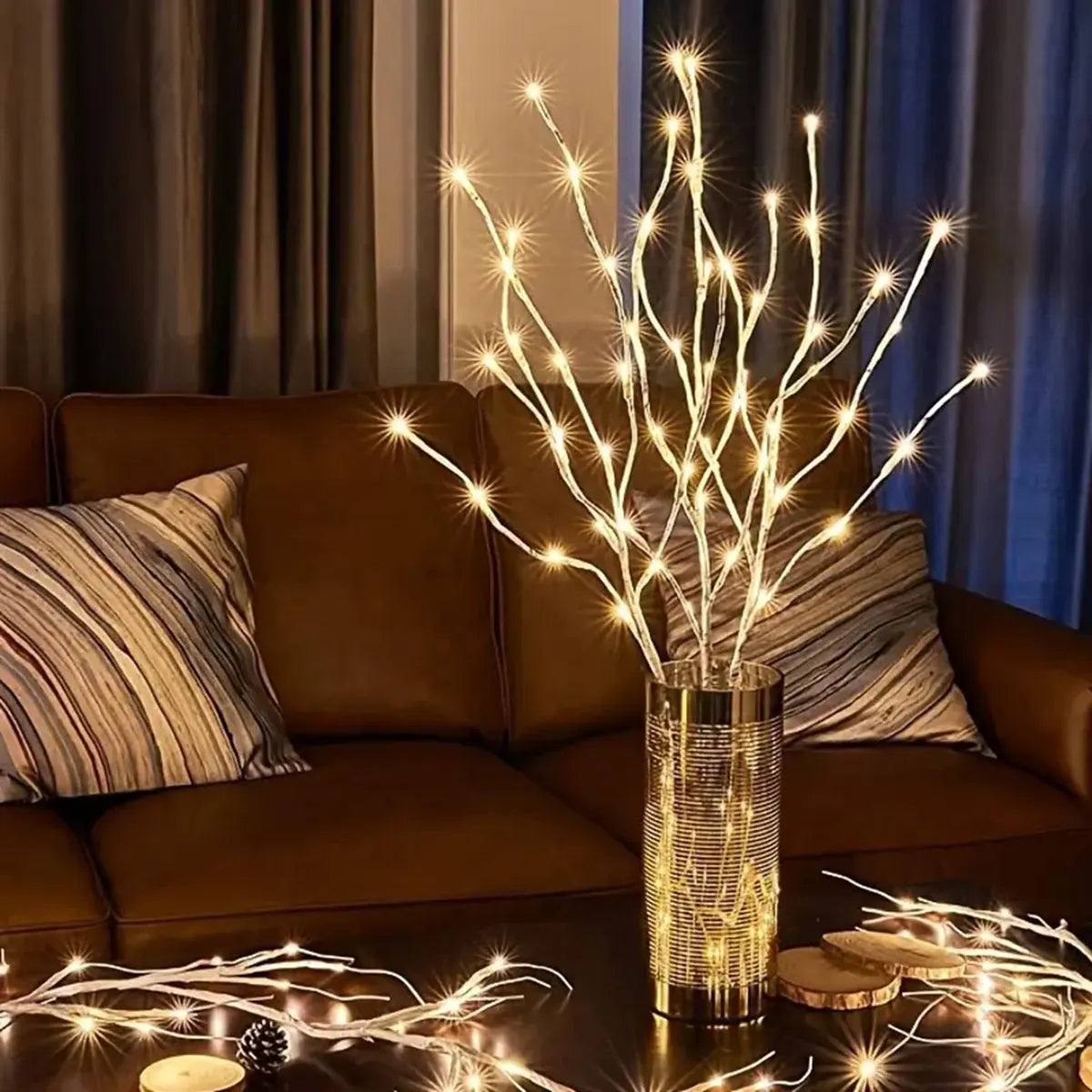 1 PC White Birch Branch Light LED Festive Lights Battery Operated For Christmas Party Wedding Decoration Home Decor Twig Boho Warm Lighting