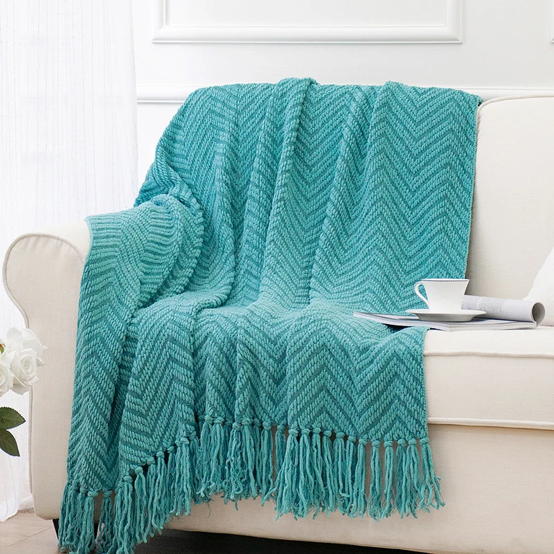 Thick Knitted Throw Blanket Soft Warm Decorative Sofa Bed Bedspread Home Boho Room Decor