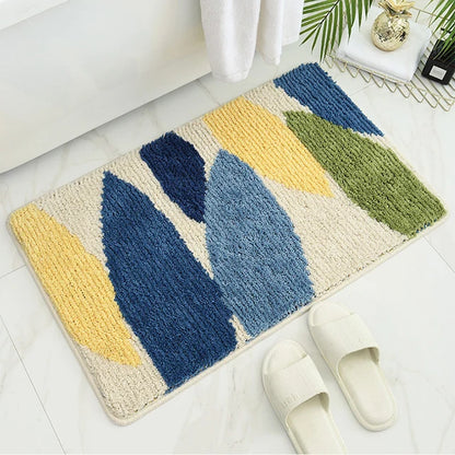 Soft Leaf Print Bath Mat – Non-Slip & Quick-Drying Absorbent Bathroom Rug