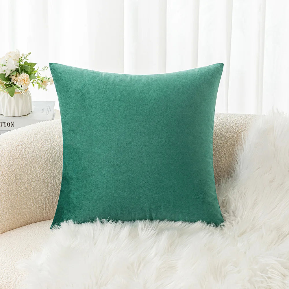 Velvet Pillowcase Sofa Cushion Cover – Solid Color Throw Pillow Case for Living Room