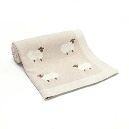 🐑 Cozy Cotton Baby Blanket – Soft & Breathable Knit for Newborns & Toddlers