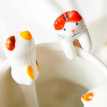 Ceramic Cat Hanging Spoon – Cute Animal Coffee & Dessert Spoon for Cat Lovers