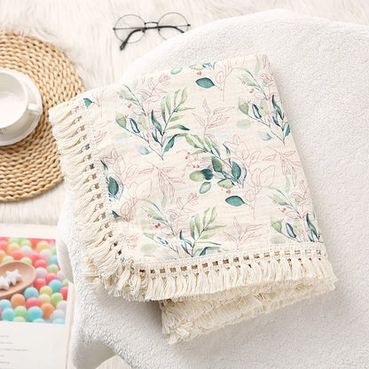 🌿 Cotton Muslin Swaddle Blanket – Soft, Breathable & Boho-Inspired for Newborns