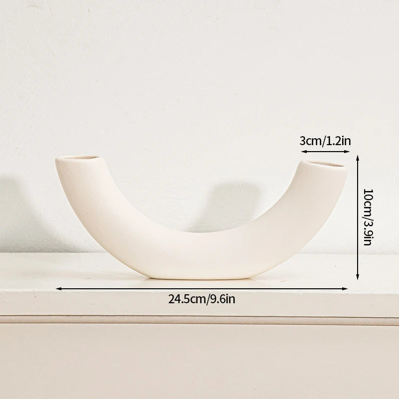 Modern White Ceramic Vase – Minimalist Decorative Vase for Pampas Grass, Flowers & Home Accents
