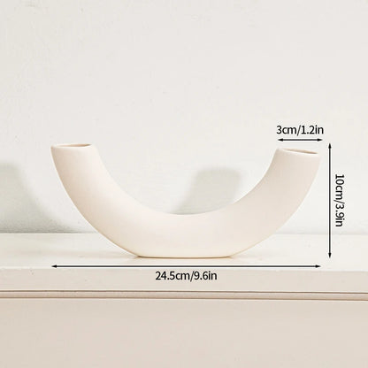 Modern White Ceramic Vase – Minimalist Decorative Vase for Pampas Grass, Flowers & Home Accents