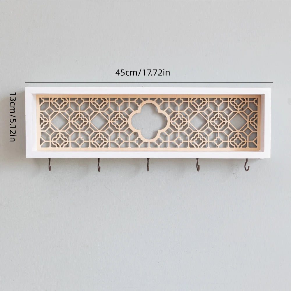 🏡 Fairytale Town Wall Hook Rack – Boho Wooden Key Holder & Decorative Village Scene Organizer