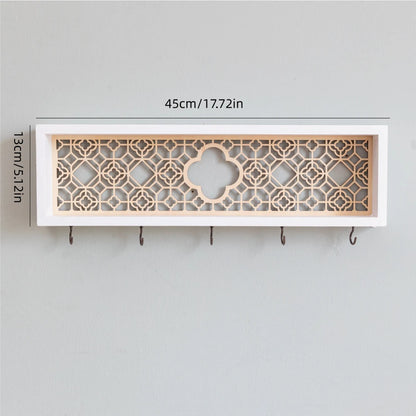 🏡 Fairytale Town Wall Hook Rack – Boho Wooden Key Holder & Decorative Village Scene Organizer
