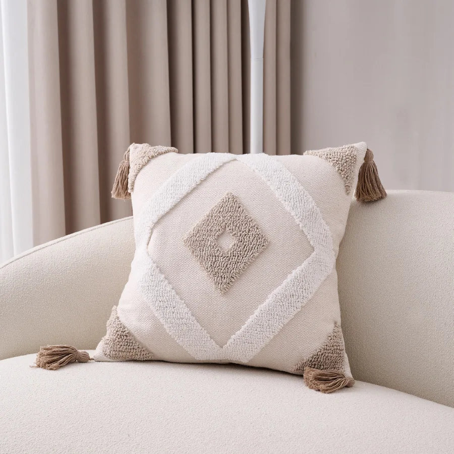 Bohemian Pillowcase Sofa Living Room Home Decoration Cotton Linen Pillow Cover Bed Tassel Cushion Cover