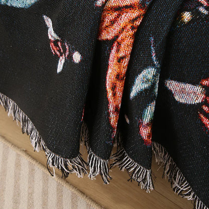 Boho Tassel Throw Blanket Flowers and Bees