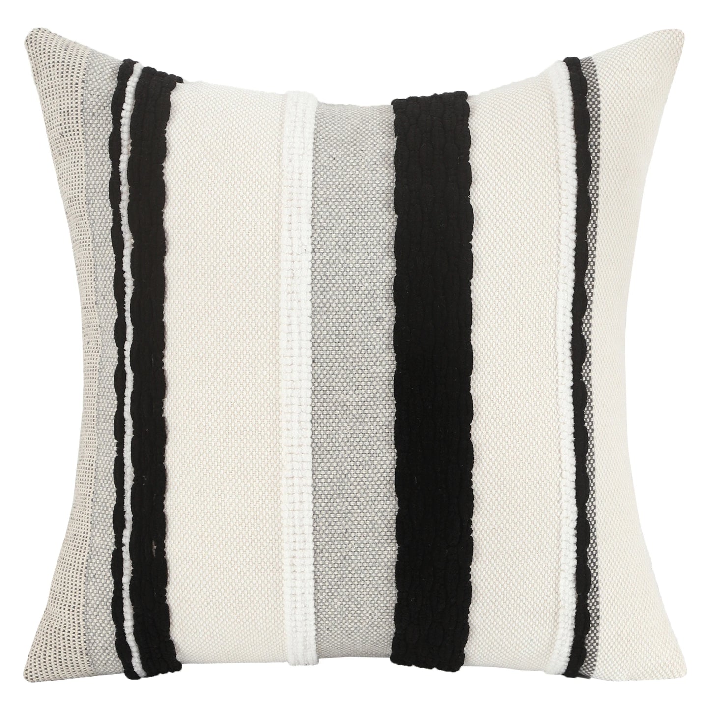 Boho Striped Chenille Throw Pillow Cover – Decorative Square Cushion for Cozy Home Accents