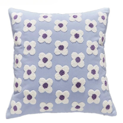 Embroidered Flower Throw Pillow Covers – Boho Cotton Cushion Covers for Bed, Sofa & Home Decor Housewarming Gift for Boho Lover 