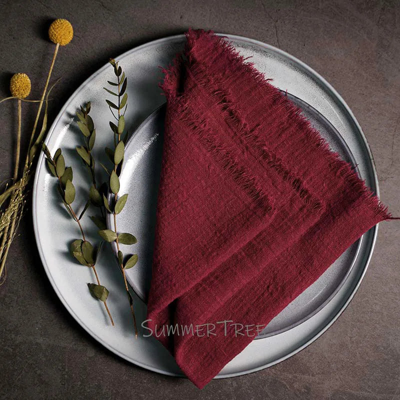 Burgundy Red Reusable Fabric Cotton Napkin 
