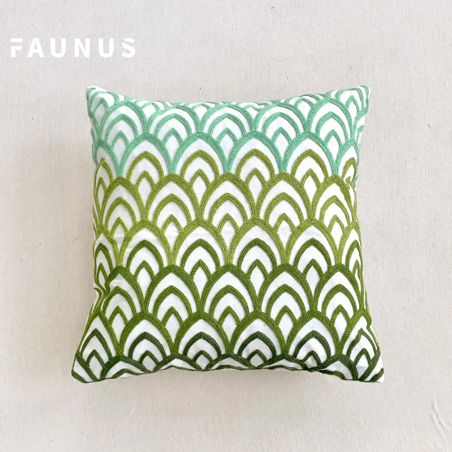 🌿 Green Leaf & Sunflower Embroidered Pillow Cover – 18 x 18 inches Boho Modern Cushion Cover for Sofa, Chair, or Car
