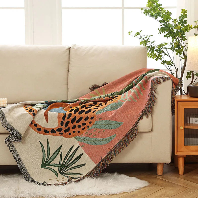 Boho Tassel Throw Blanket – Floral Lotus