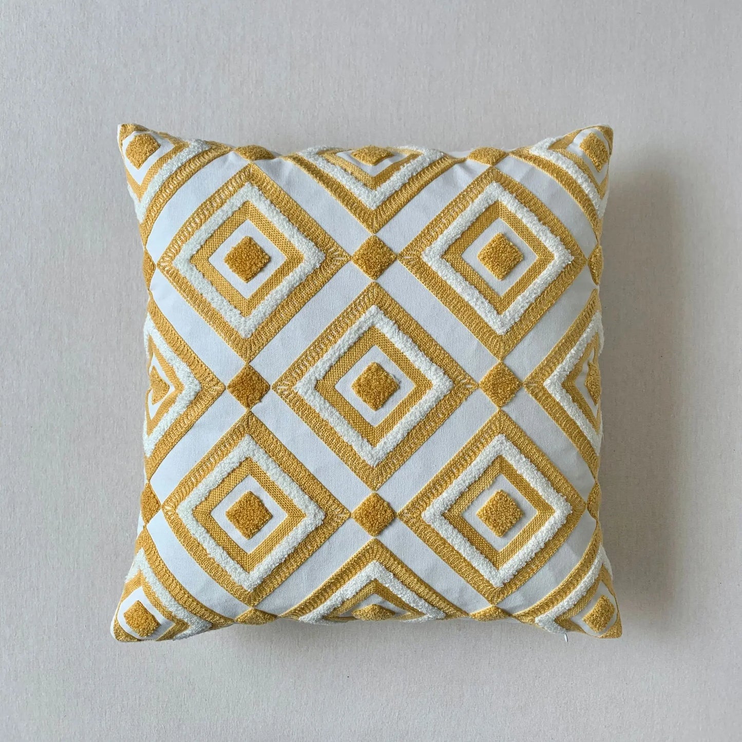 🌿 Green Leaf & Sunflower Embroidered Pillow Cover – 18 x 18 inches Boho Modern Cushion Cover for Sofa, Chair, or Car