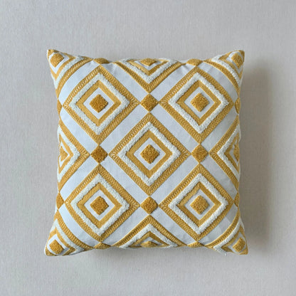 🌿 Green Leaf & Sunflower Embroidered Pillow Cover – 18 x 18 inches Boho Modern Cushion Cover for Sofa, Chair, or Car