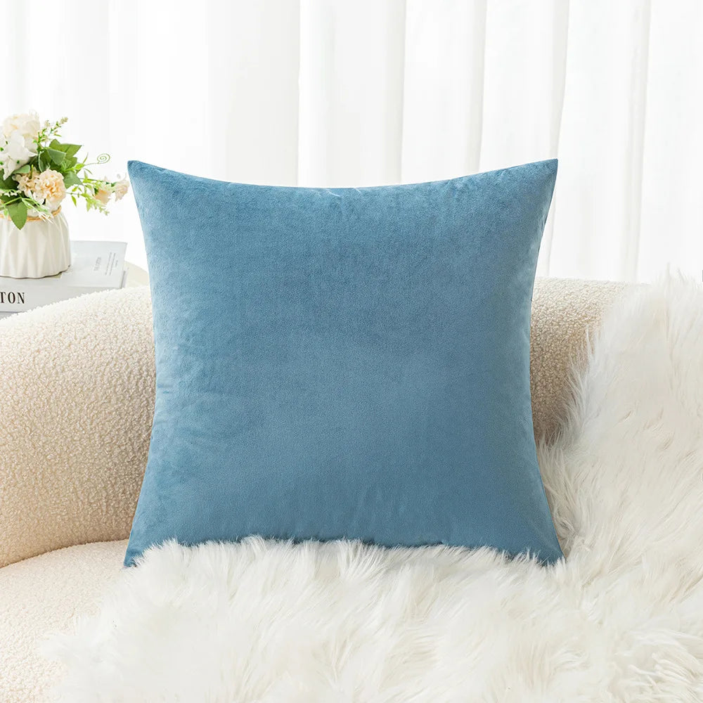 Velvet Pillowcase Sofa Cushion Cover – Solid Color Throw Pillow Case for Living Room