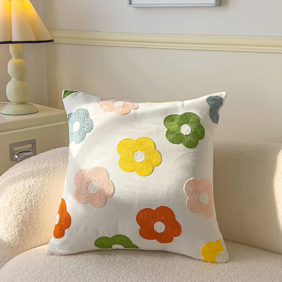 Boho Floral Tufted Decorative Throw Pillow Cover